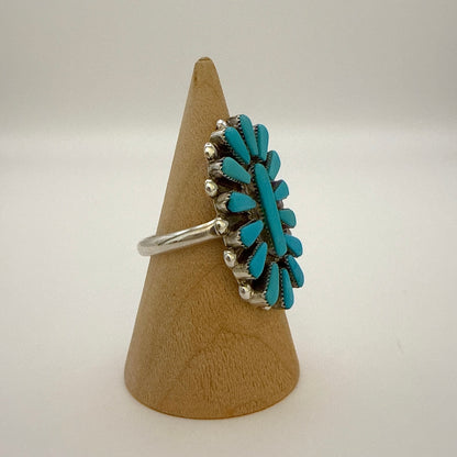 Needlepoint Turquoise Cluster Ring Size 9
