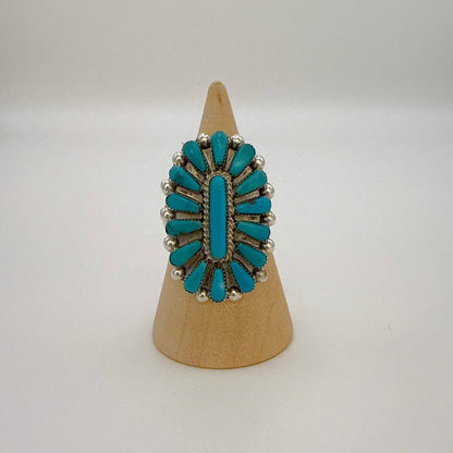Needlepoint Turquoise Cluster Ring Size 8.5