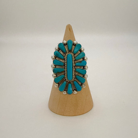 Needlepoint Turquoise Cluster Ring Size 8.5