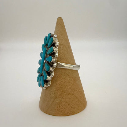 Needlepoint Turquoise Cluster Ring Size 8.5