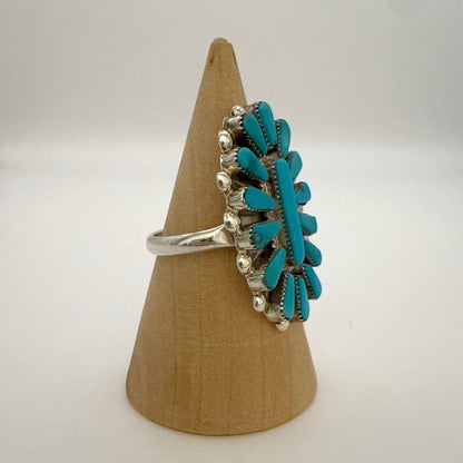 Needlepoint Turquoise Cluster Ring Size 8.5