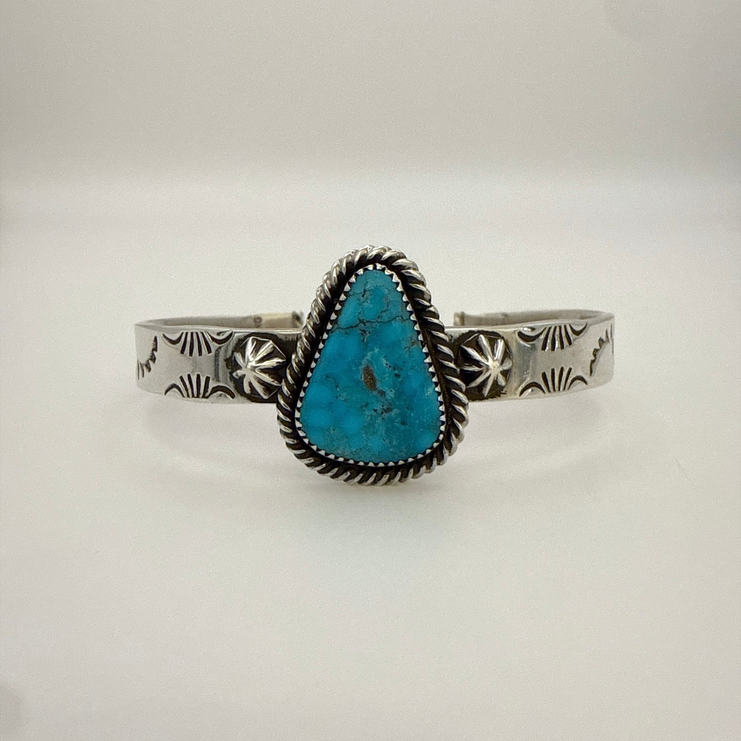 Stamped Kingman Turquoise Cuff Bracelet By Kinsley Natoni