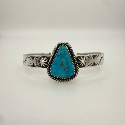 Stamped Kingman Turquoise Cuff Bracelet By Kinsley Natoni