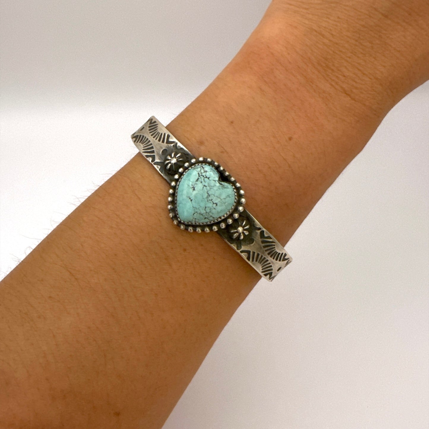 Turquoise Heart Cuff Bracelet By Kinsley Natoni Size 5.75"