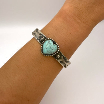 Turquoise Heart Cuff Bracelet By Kinsley Natoni Size 5.75"