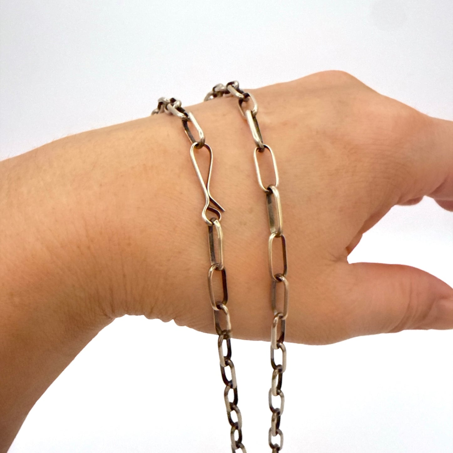 Navajo Handmade Sterling Silver Chain 24" - Link 3/8"