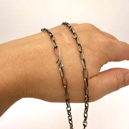 ハンドメイドスターリングシルバーチェーン 60cm - 8mm リンク