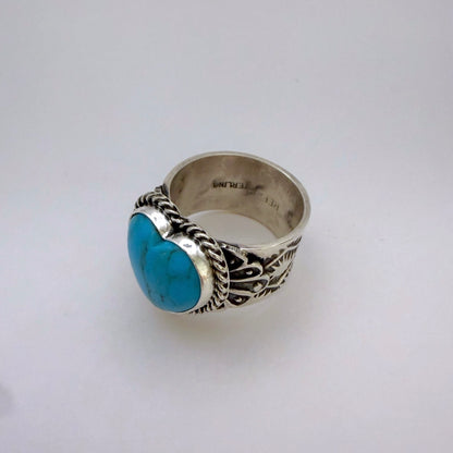 Turquoise Heart Ring By Sunshine Reeves Size 9