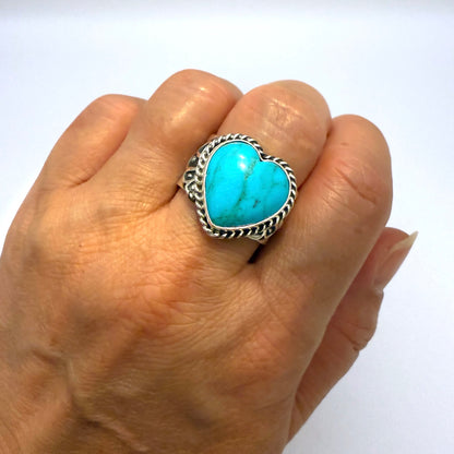 Turquoise Heart Ring By Sunshine Reeves Size 9