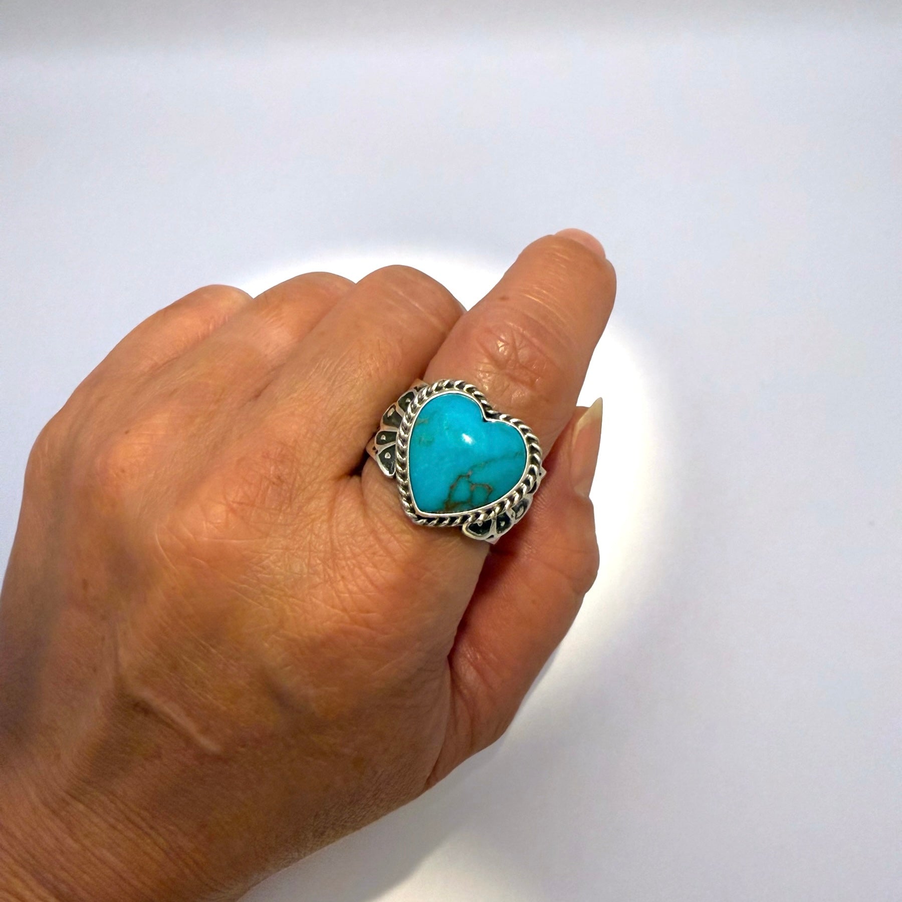 Sunshine Reeves Navajo Turquoise Heart Ring Sterling Silver Size