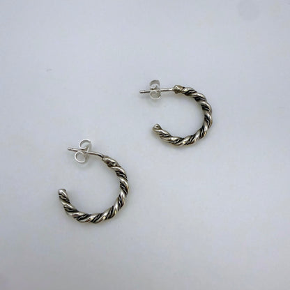 Sterling Silver Twisted Hoop Earrings 5/8"