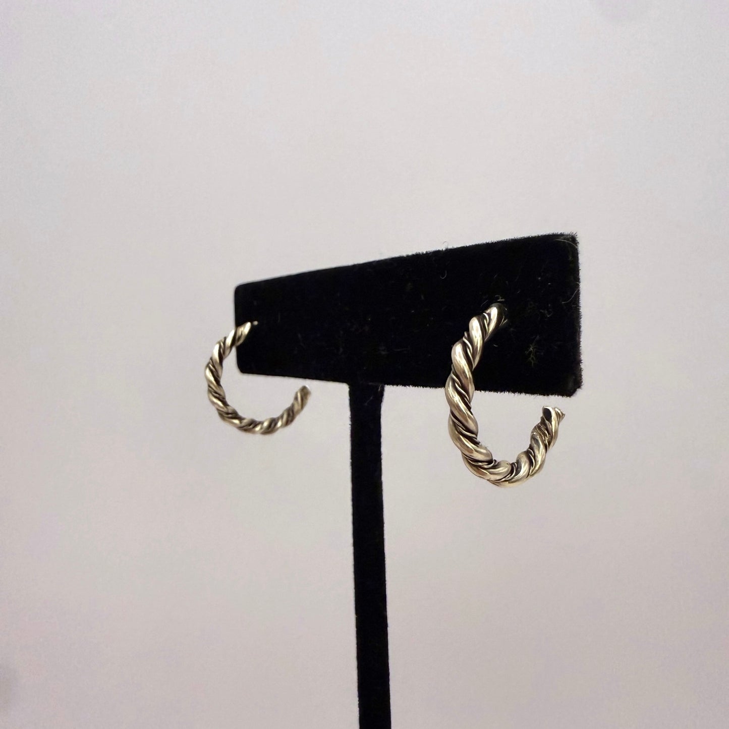 Sterling Silver Twisted Hoop Earrings 5/8"