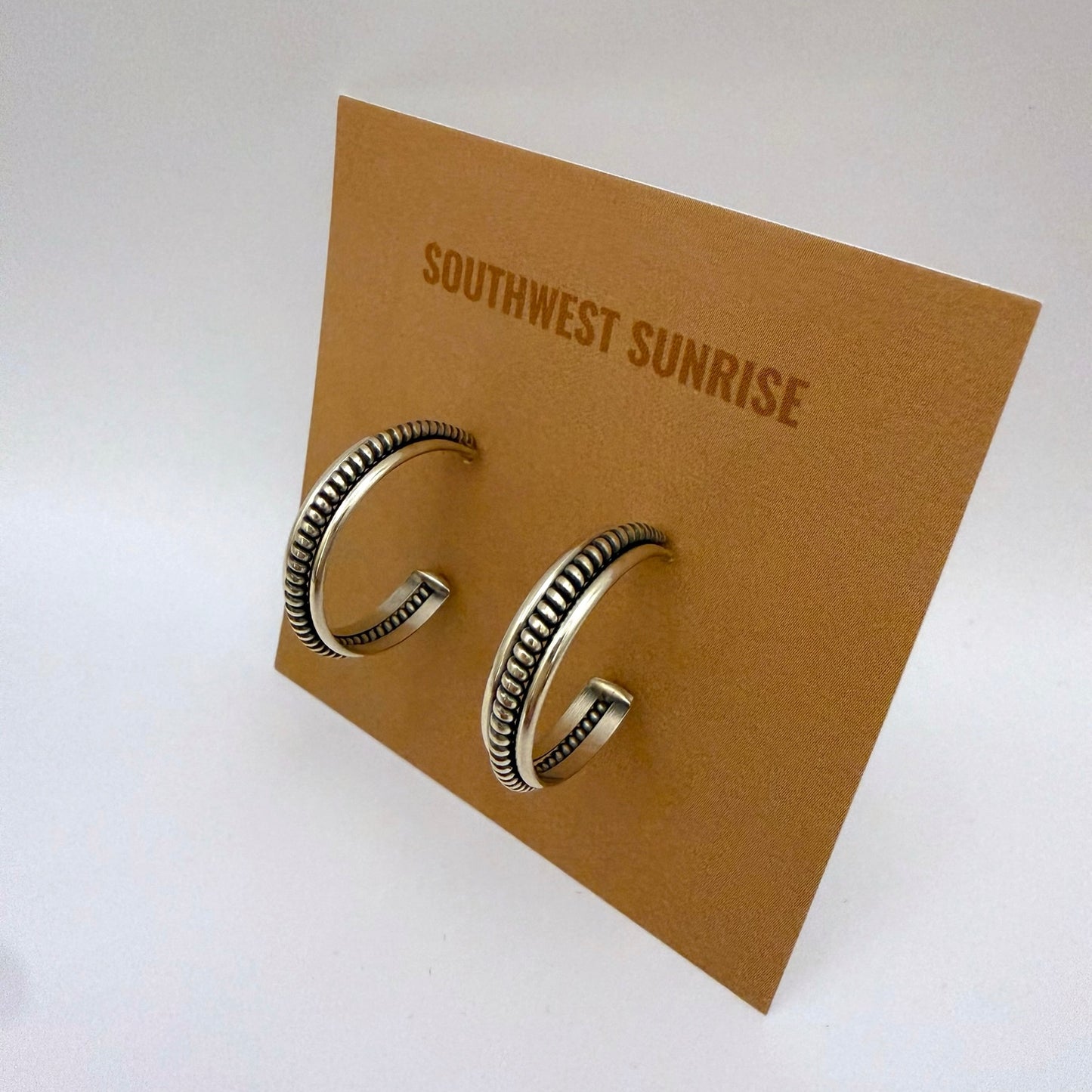 Sterling Silver Hoop Earrings 7/8" Single Coil