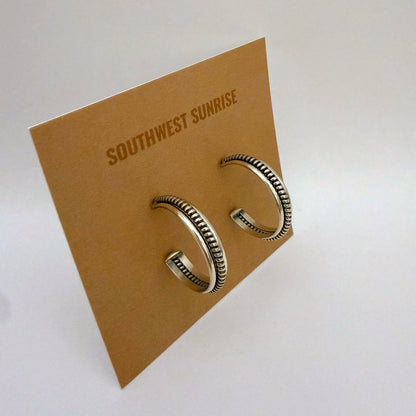 Sterling Silver Hoop Earrings 7/8" Single Coil