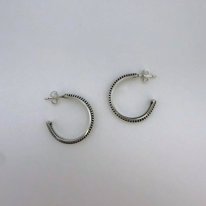 Sterling Silver Hoop Earrings 7/8" Single Coil