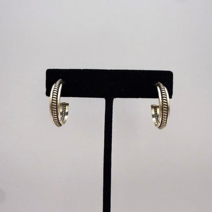 Sterling Silver Hoop Earrings 7/8" Single Coil