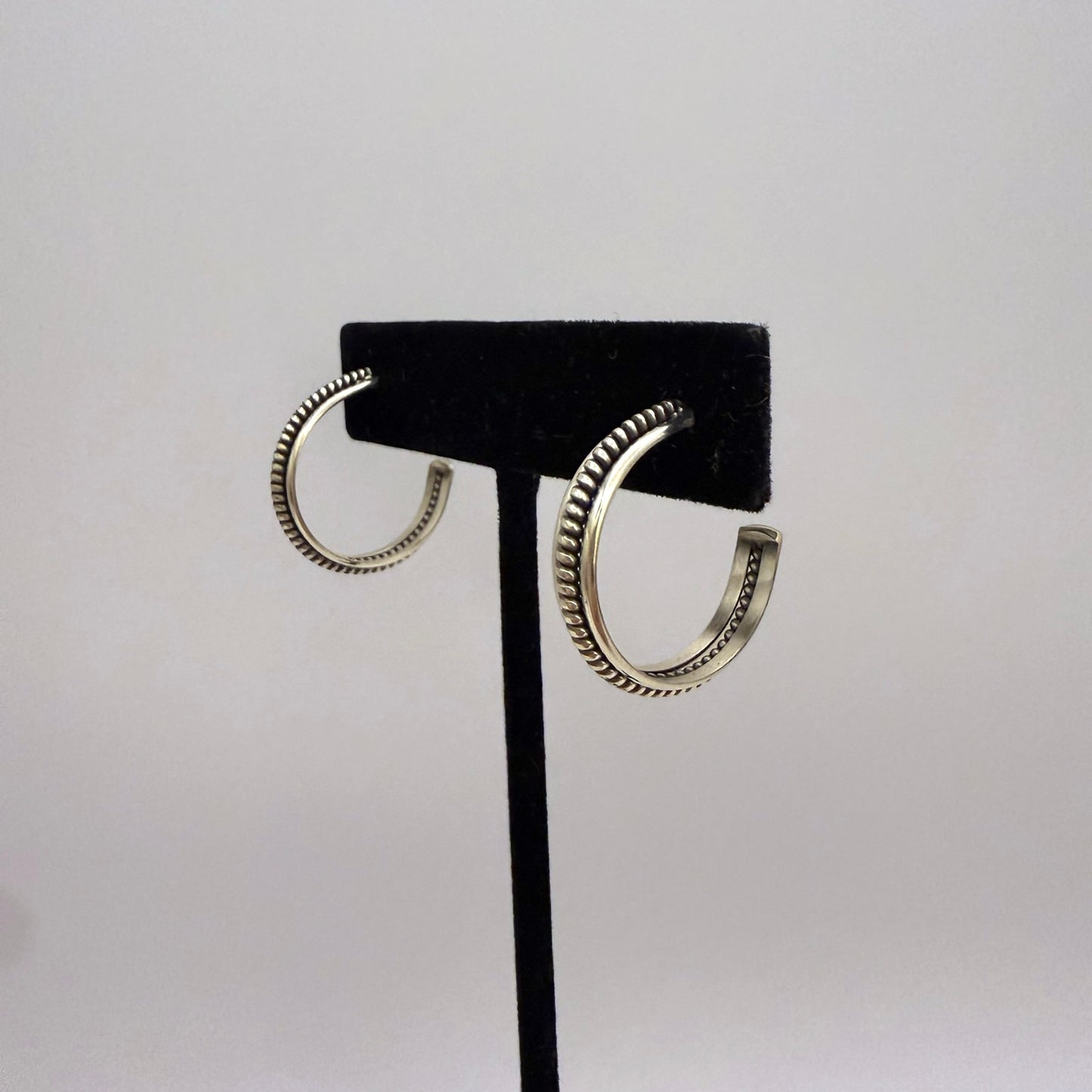 Sterling Silver Hoop Earrings 7/8" Single Coil