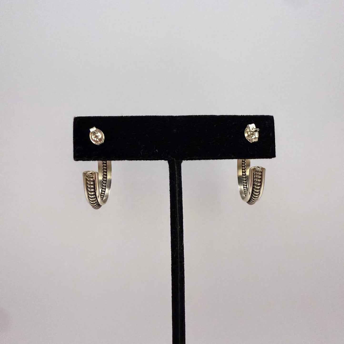 Sterling Silver Hoop Earrings 7/8" Single Coil