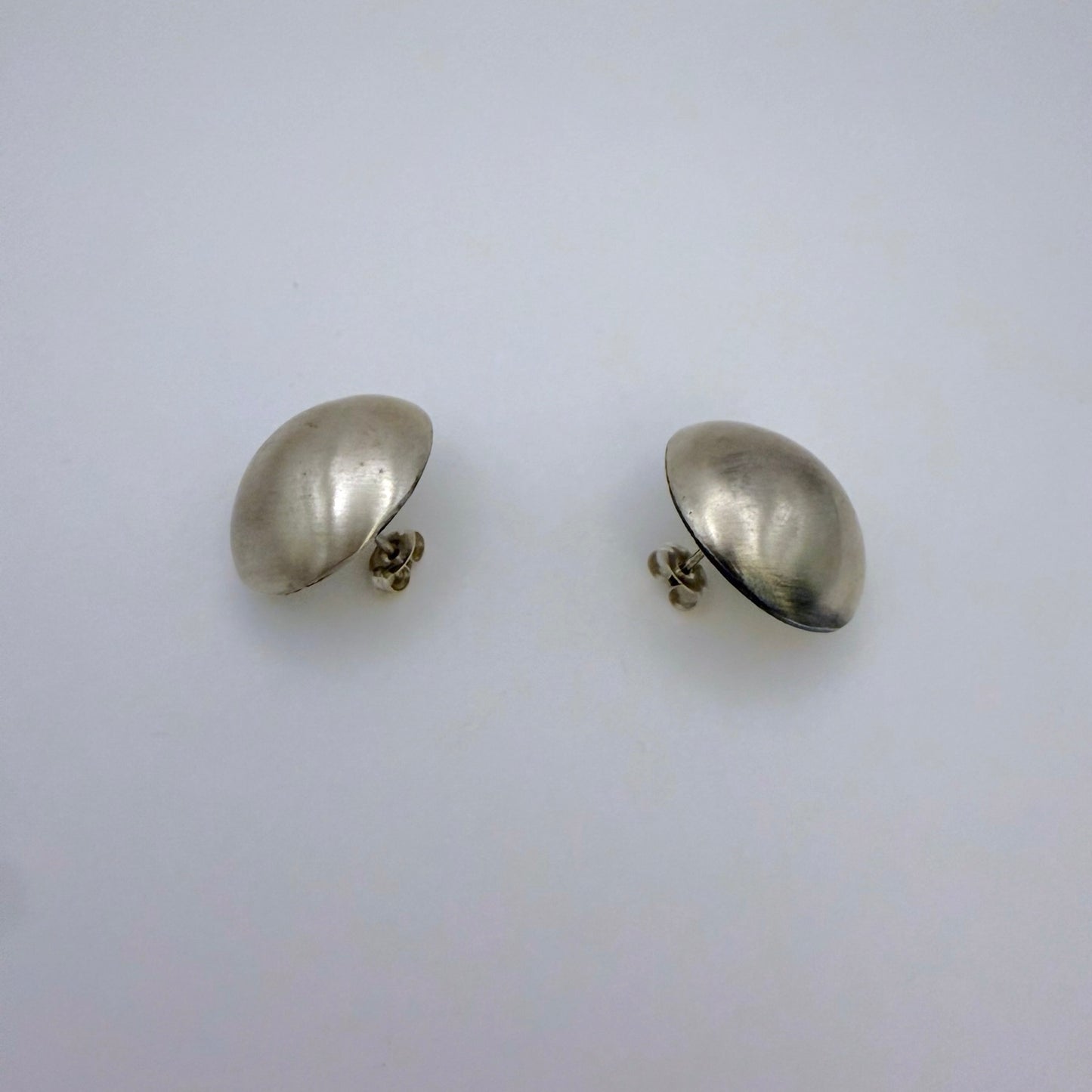 Button Stud Earrings Oxidized 7/8"