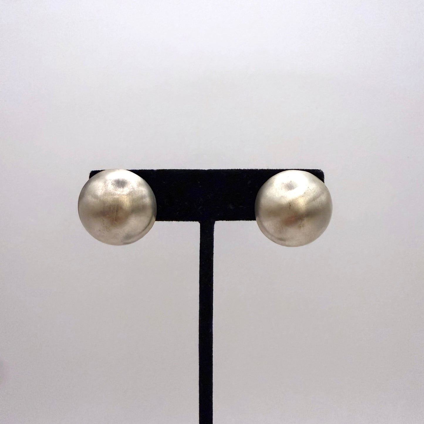 Button Stud Earrings Oxidized 7/8"