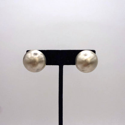 Button Stud Earrings Oxidized 7/8"