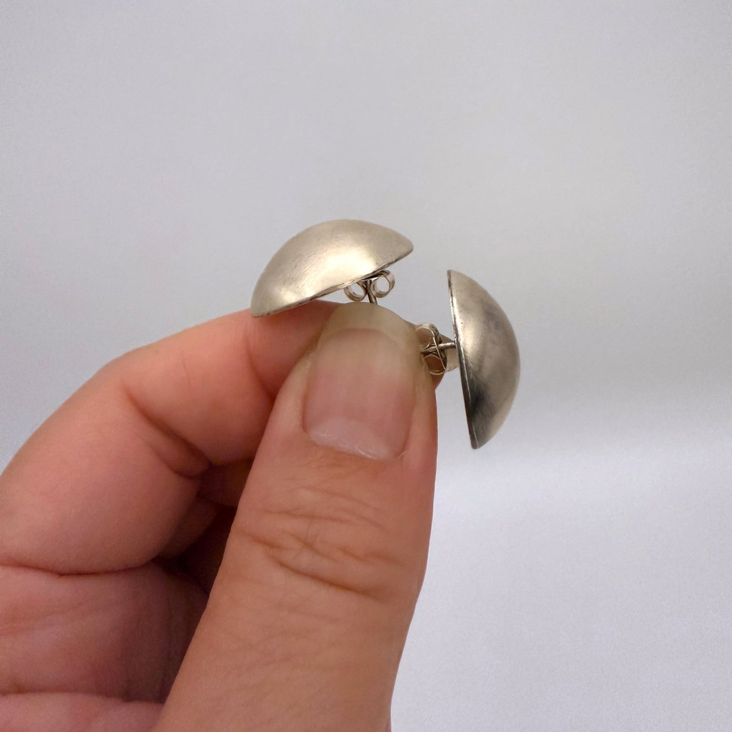 Button Stud Earrings Oxidized 7/8"