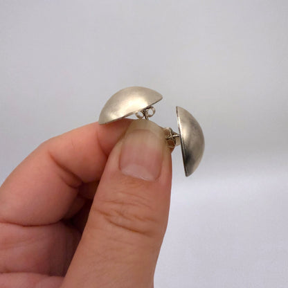 Button Stud Earrings Oxidized 7/8"