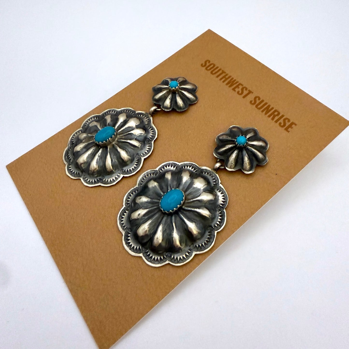 Turquoise Concho Dangle Earrings