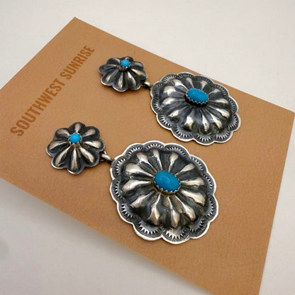 Turquoise Concho Dangle Earrings