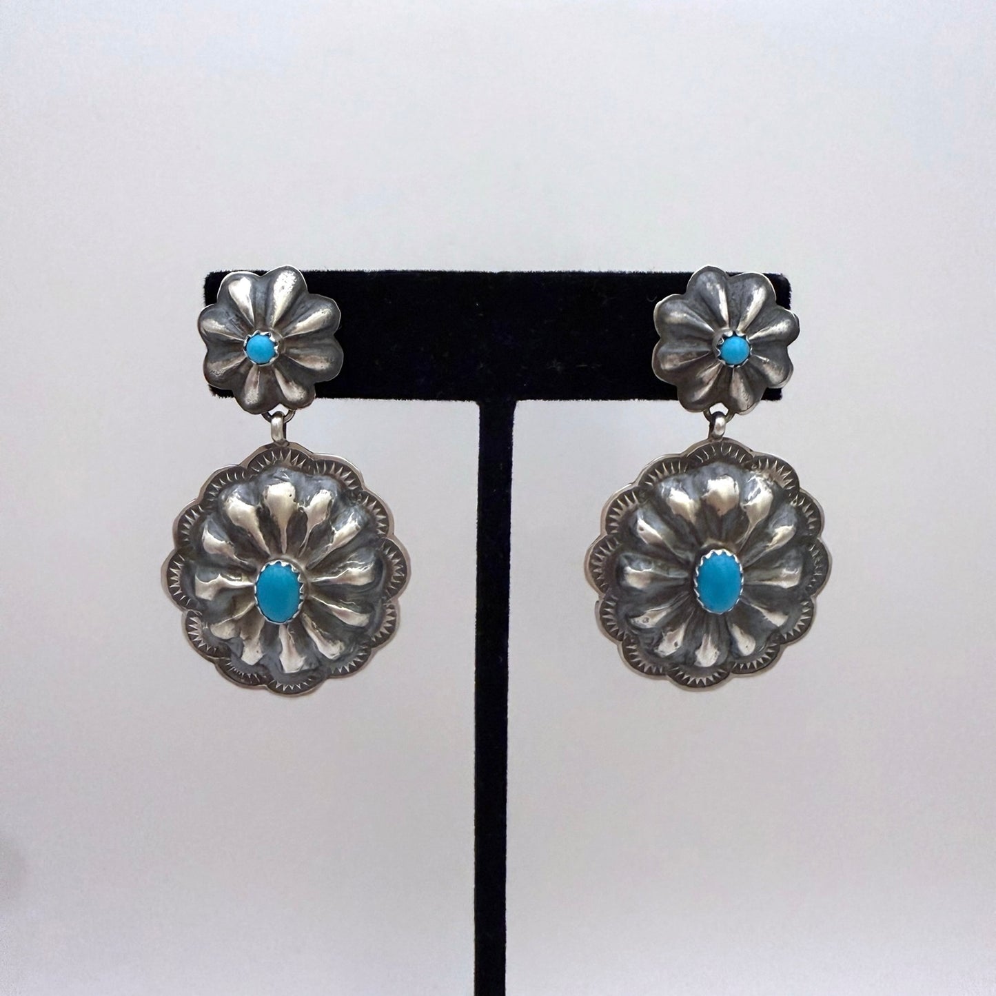 Turquoise Concho Dangle Earrings