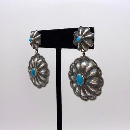 Turquoise Concho Dangle Earrings