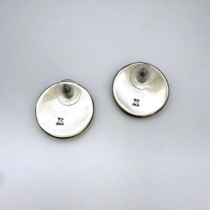 Sterling Silver Domed Sunburst Concho Stud Earrings