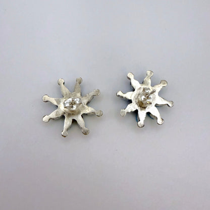 Turquoise Cluster Flower Stud Earrings A