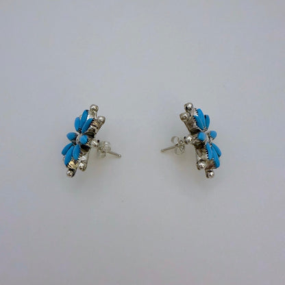 Turquoise Cluster Flower Stud Earrings B