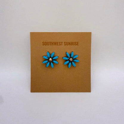 Turquoise Flower Stud Earrings