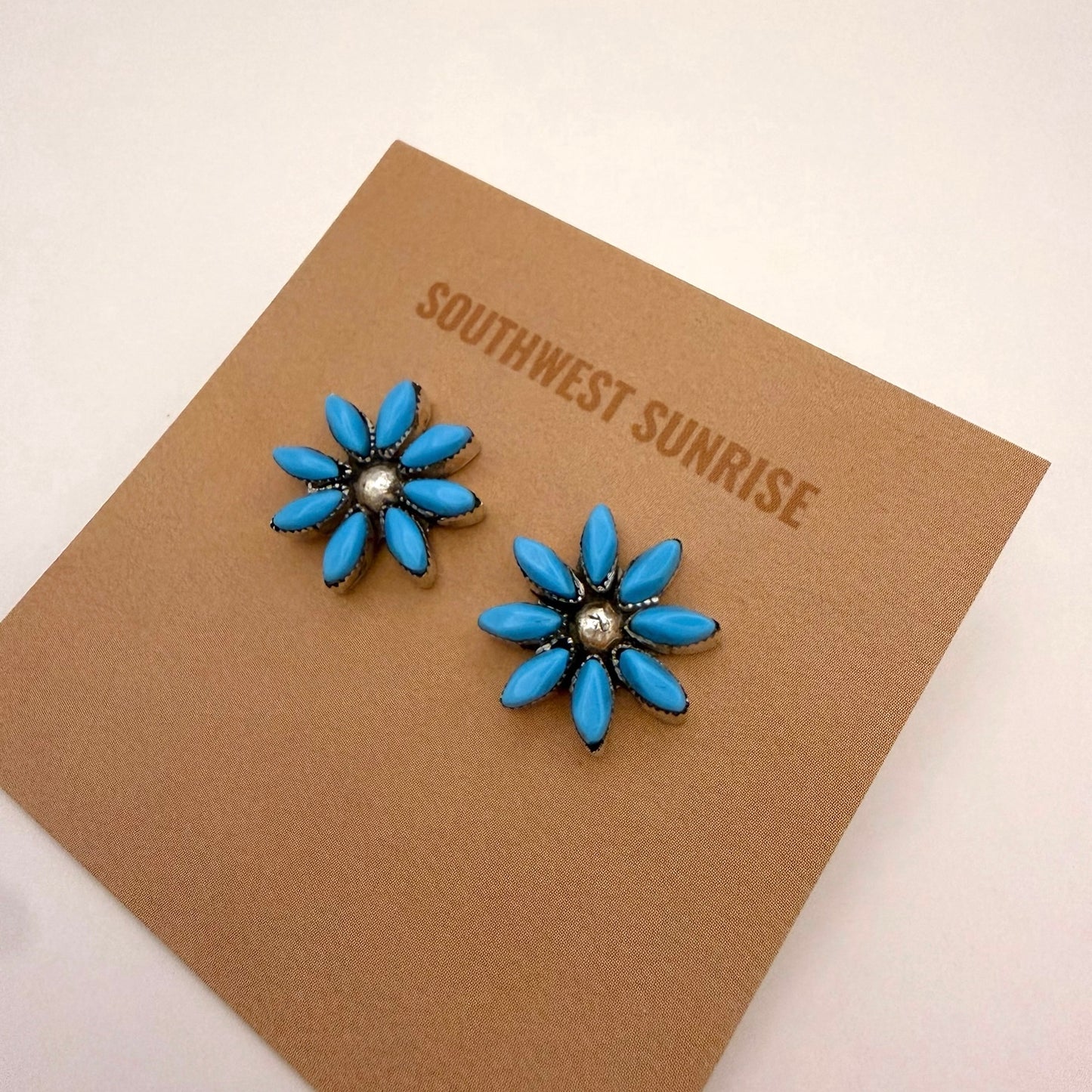 Turquoise Flower Stud Earrings