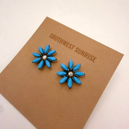 Turquoise Flower Stud Earrings
