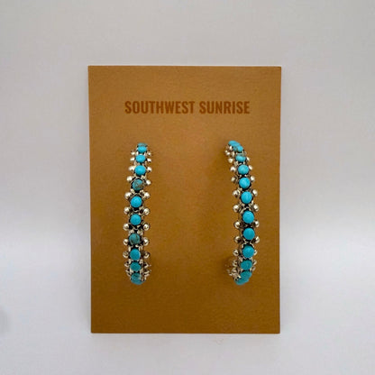 Turquoise Hoop Earrings 1.75"