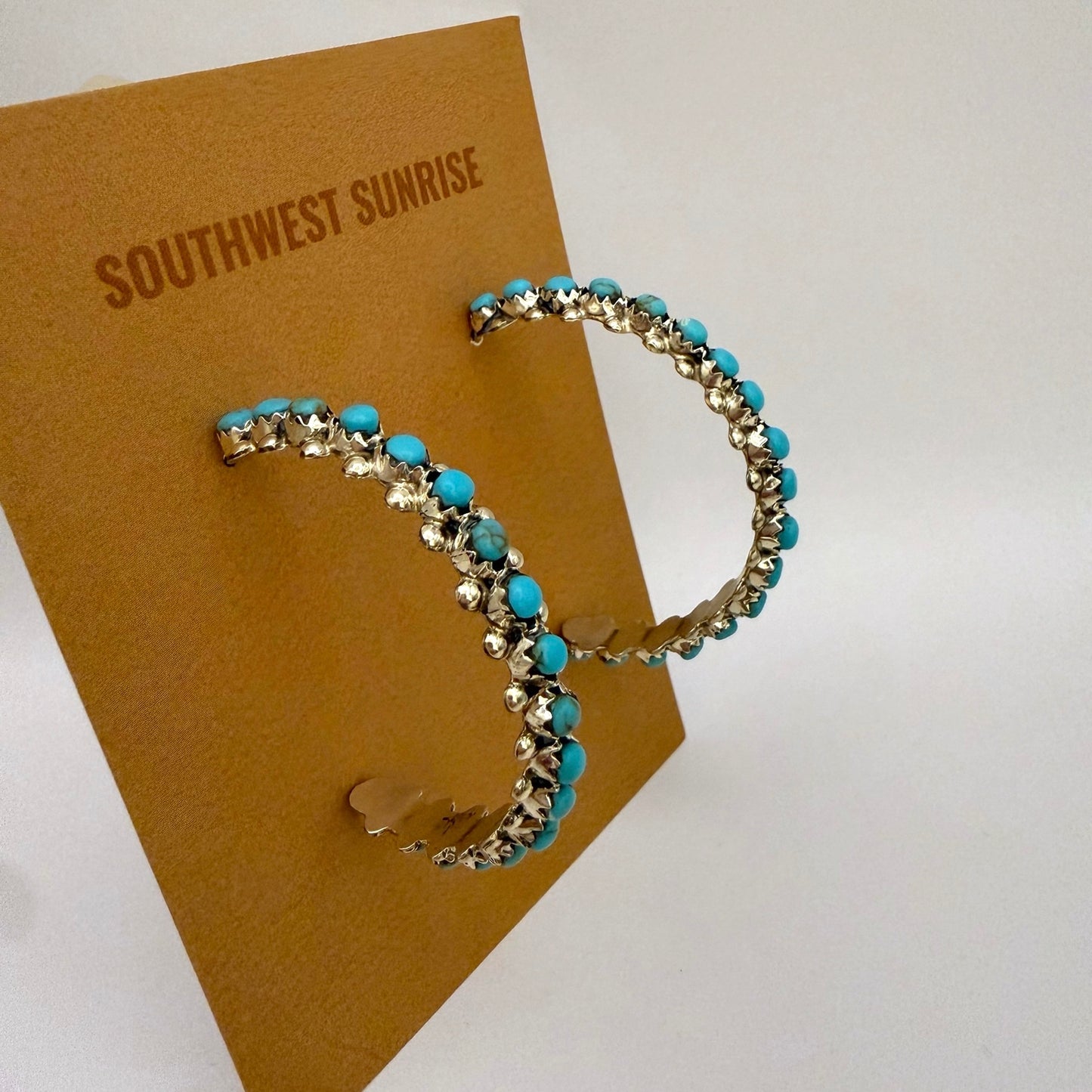 Turquoise Hoop Earrings 1.75"