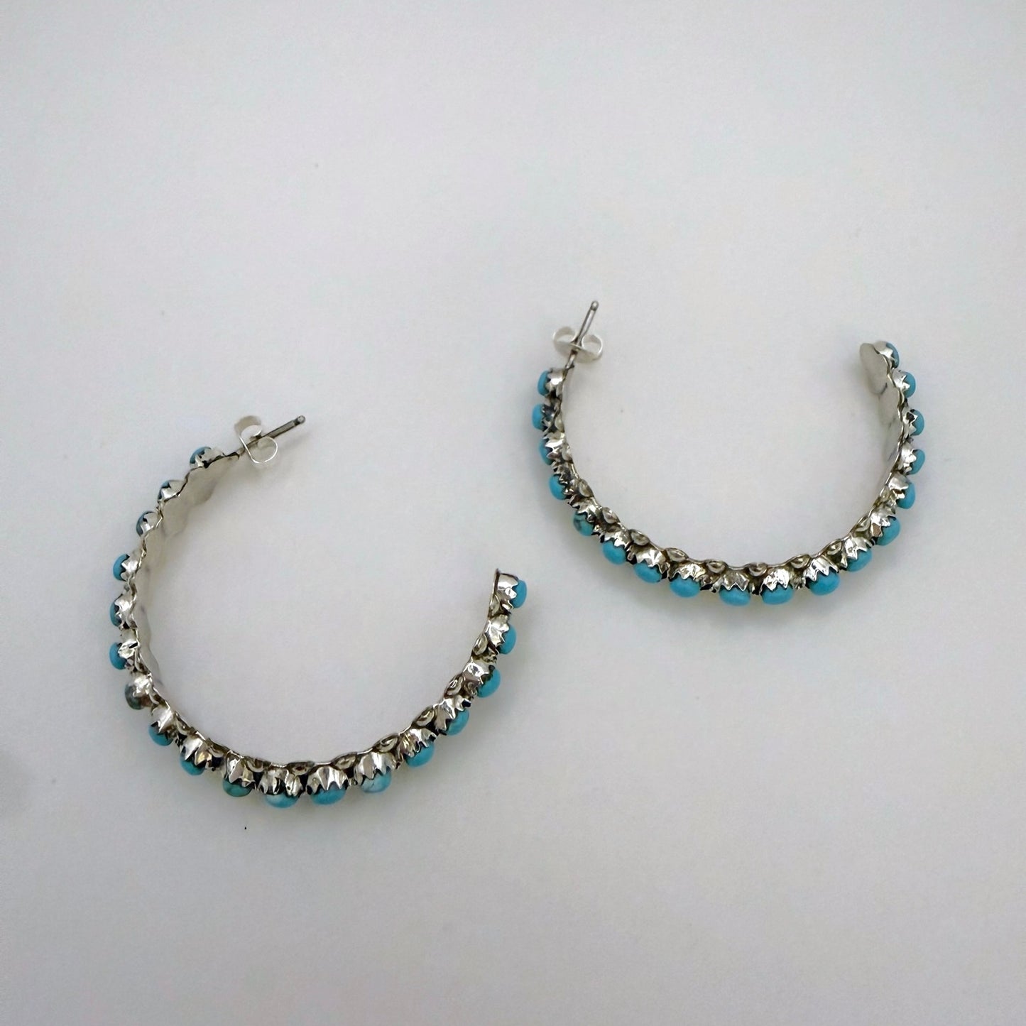 Turquoise Hoop Earrings 1.75"