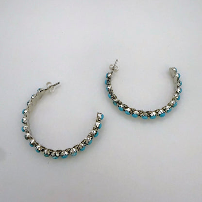 Turquoise Hoop Earrings 1.75"