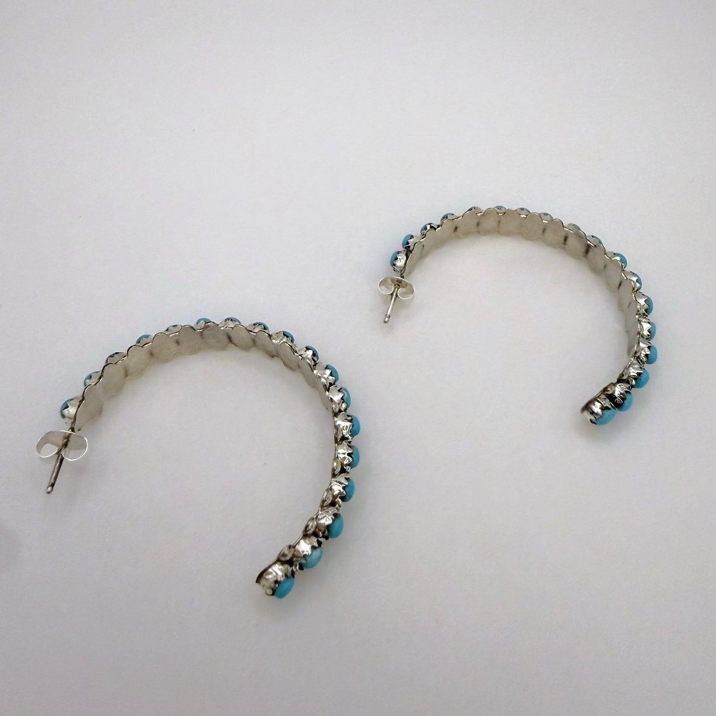 Turquoise Hoop Earrings 1.75"