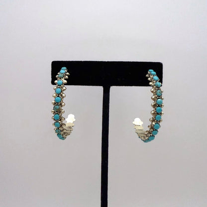 Turquoise Hoop Earrings 1.75"