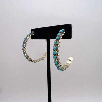 Turquoise Hoop Earrings 1.75"