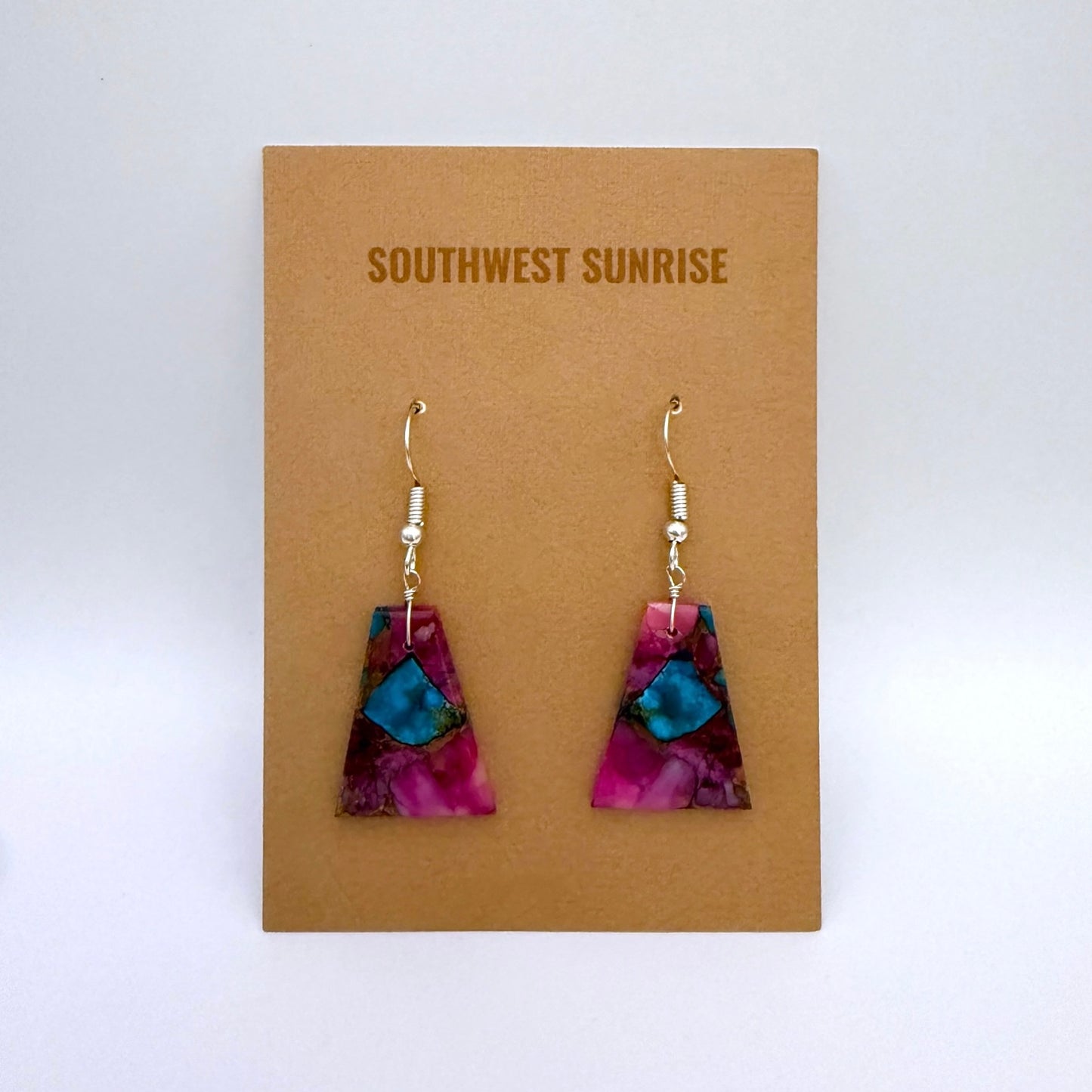 Purple Mojave Turquoise Slab Earrings