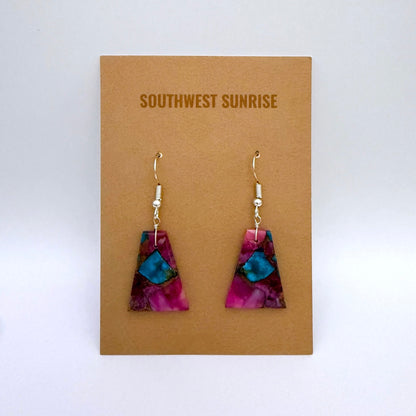 Purple Mojave Turquoise Slab Earrings