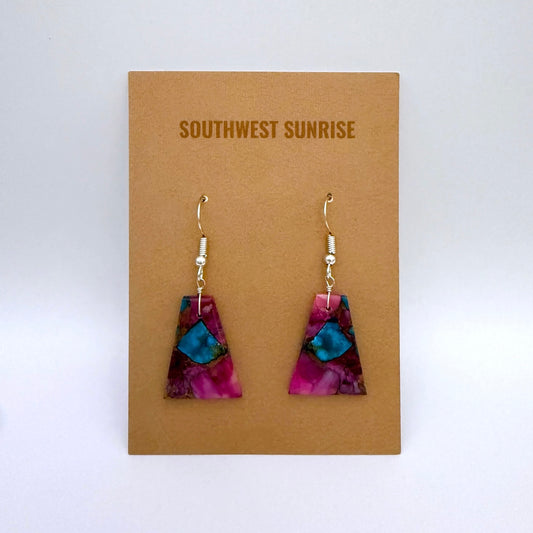 Purple Mojave Turquoise Slab Earrings