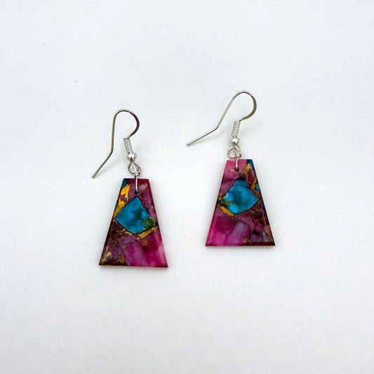 Purple Mojave Turquoise Slab Earrings