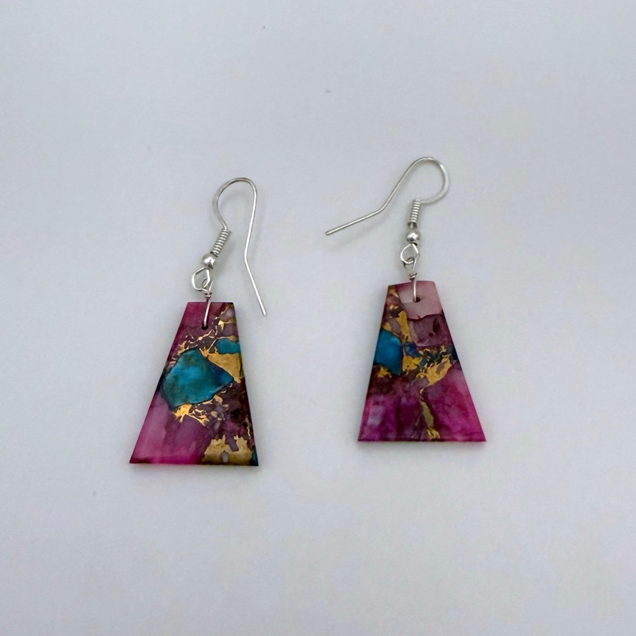 Purple Mojave Turquoise Slab Earrings