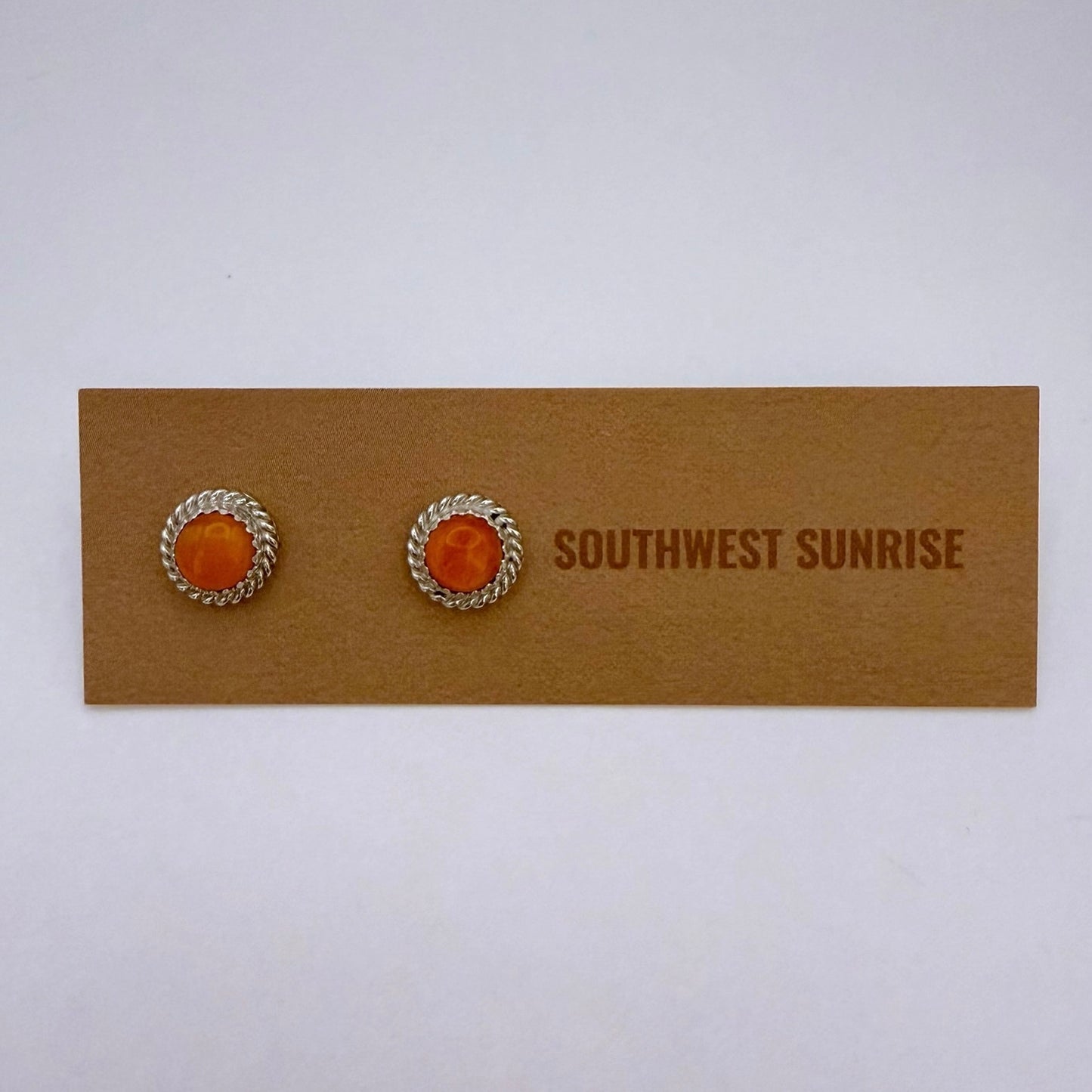 Orange Spiny Stud Earrings